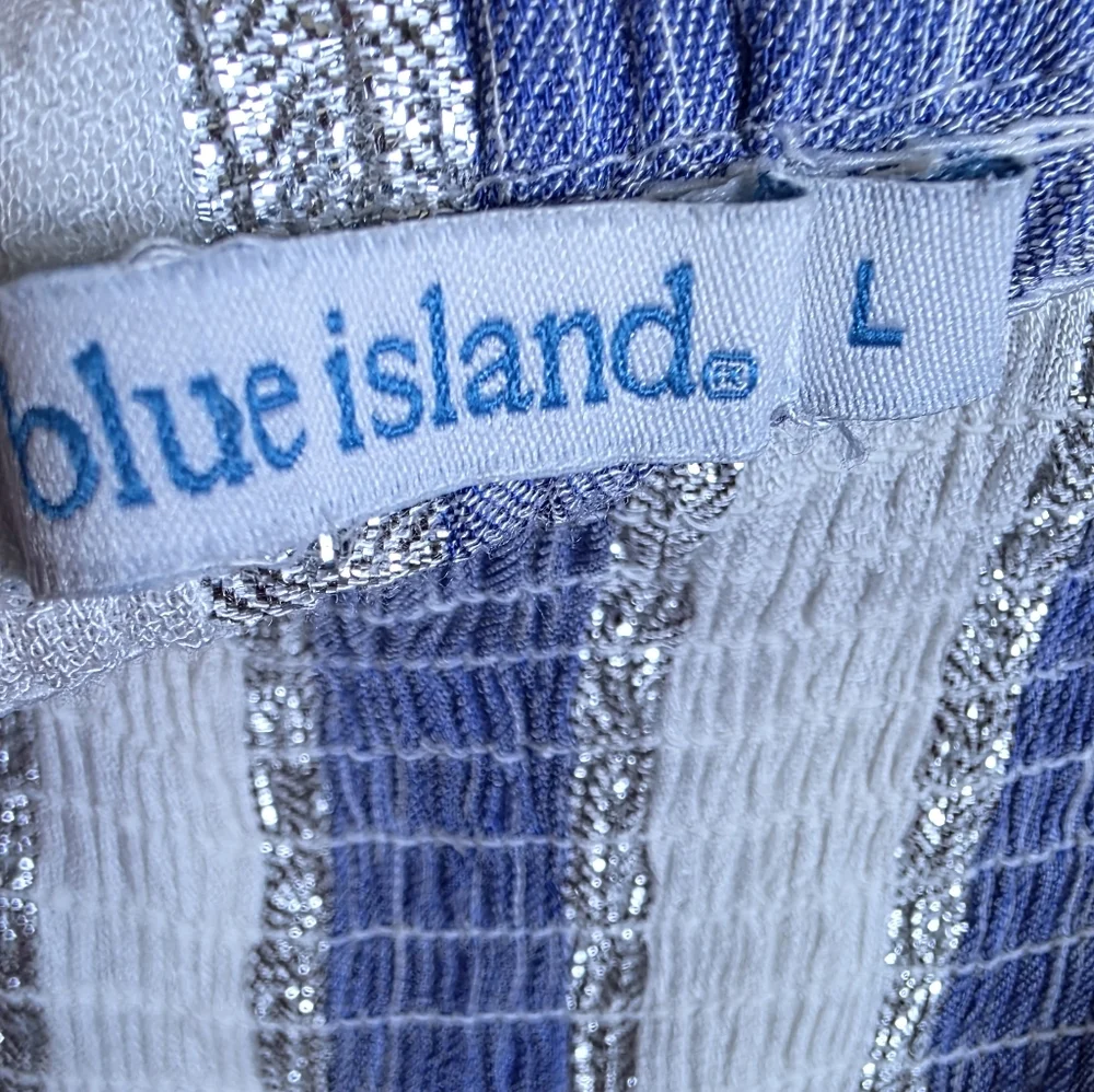 Blue Island Boutique Boho Chic Beach Strapless Dress Tassel Hem Metallic Sz L - Picture 6 of 7